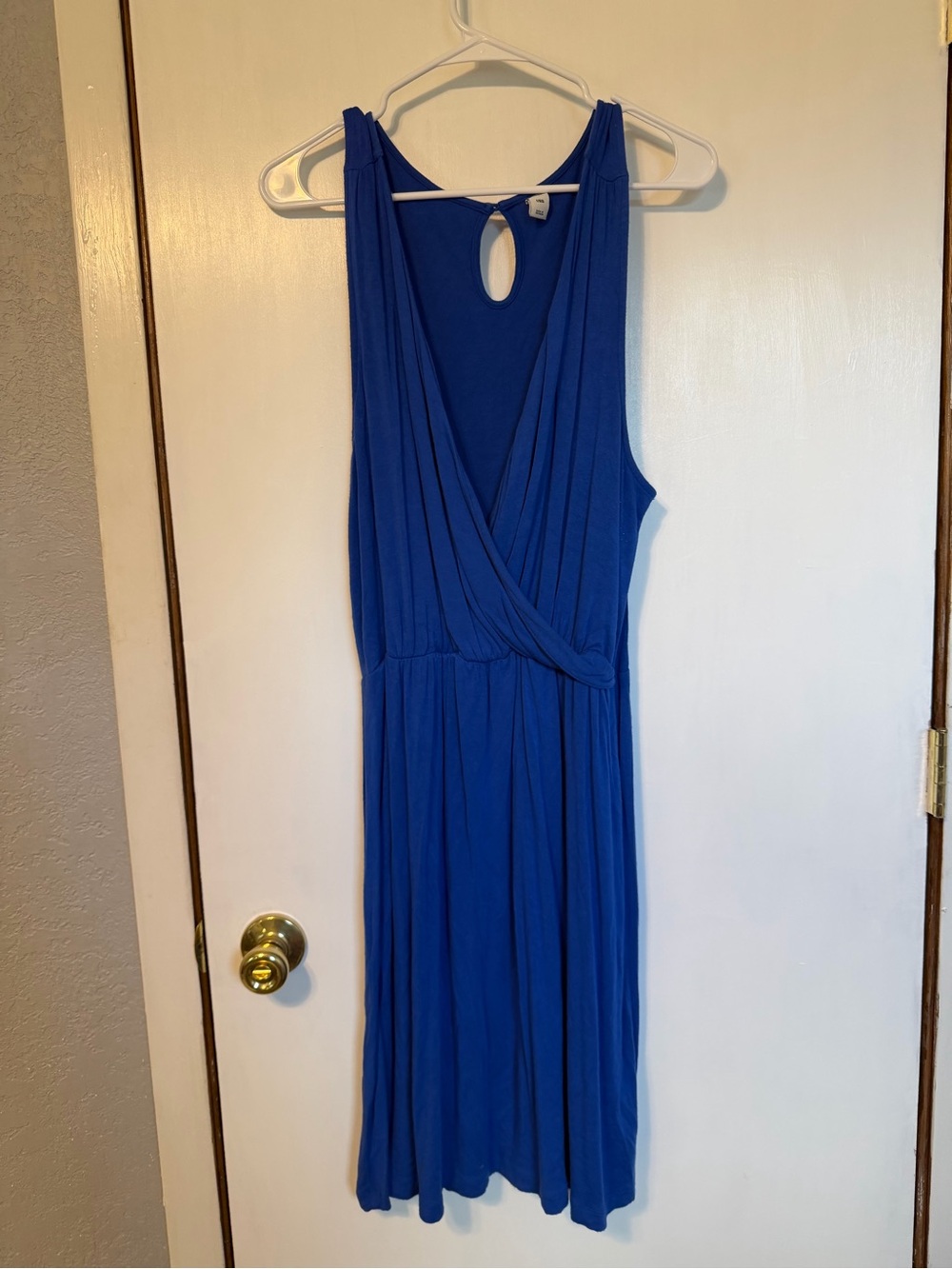 Old Navy Blue Sleeveless Faux-Wrap Midi Dress